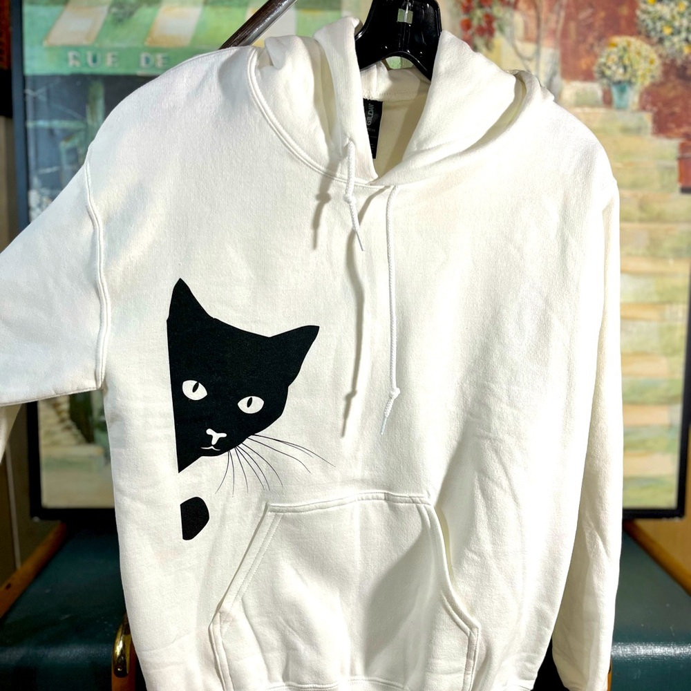 NWOT: Women’s Cozy Cat Printed 
Hoodie With Kangaroo Pockets
Y2K Style